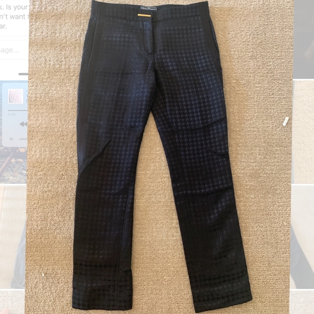 Salvatore Ferragamo Black Houndstooth Pants